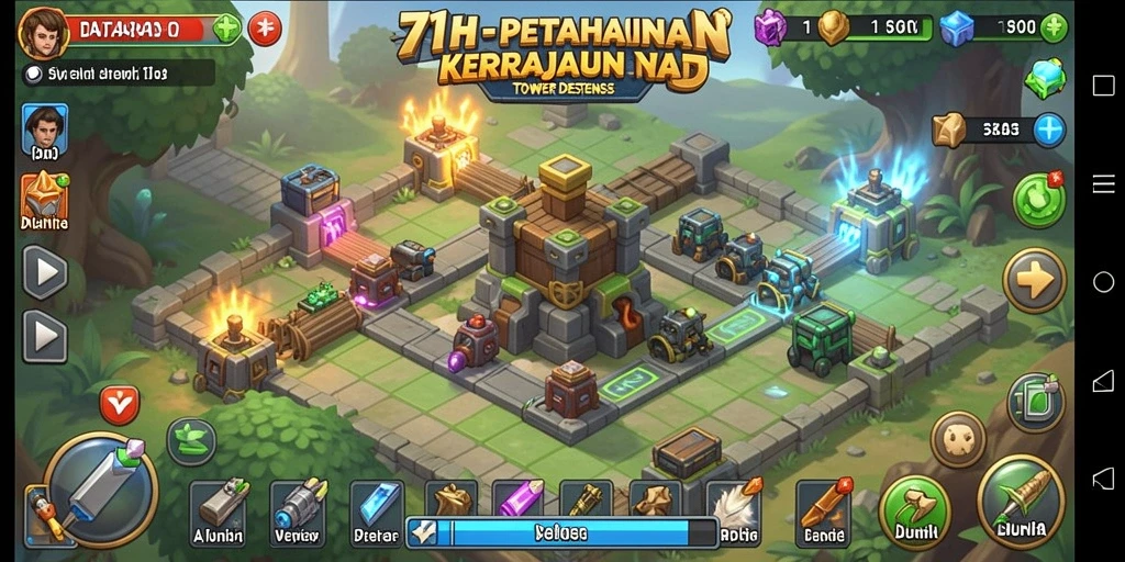 Tampilan gameplay menarik dari 71H dalam genre Tower Defense.