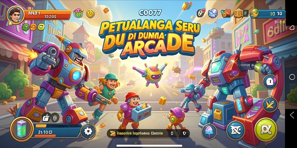 Tampilan gameplay yang seru dan penuh warna dari C0077.
