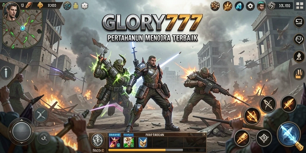 Tampilan gameplay seru Tower Defense di GLORY777.