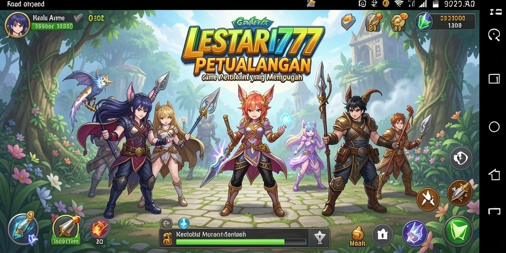 Tampilan gameplay menarik dari LESTARI777 dengan karakter Anime yang beragam.