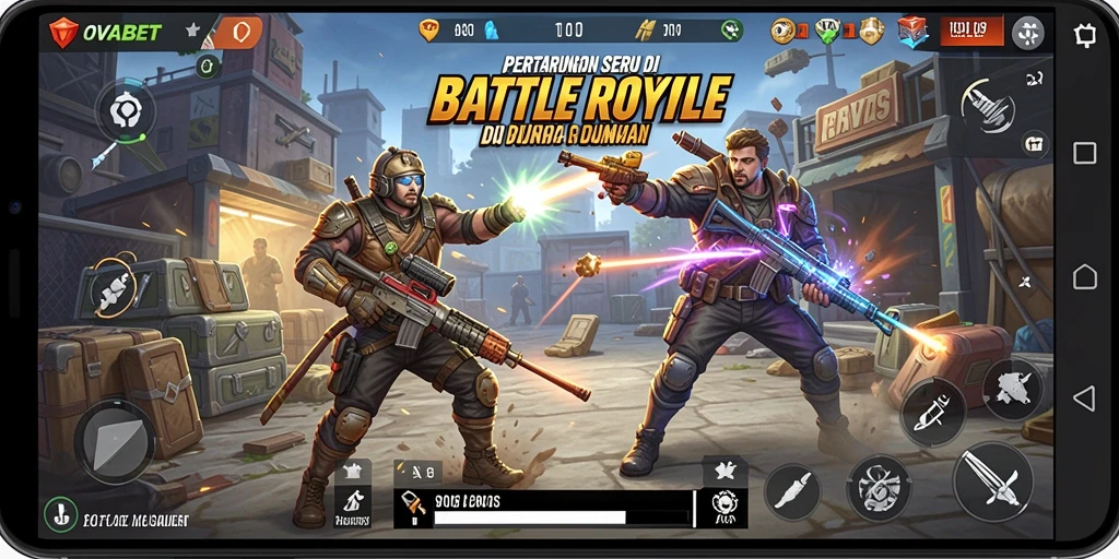 Tangkapan layar dari permainan OVABET menampilkan pertempuran Battle Royale yang intens.
