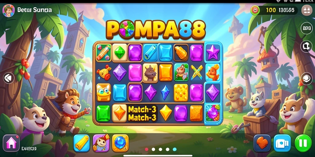 Screenshot gameplay POMPA88 yang menampilkan aksi mencocokkan elemen seru.