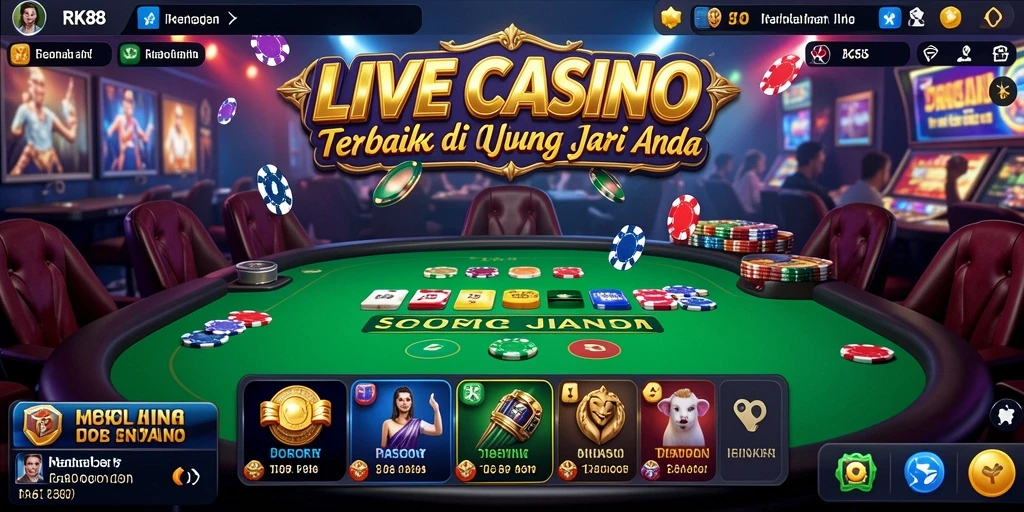 Tampilan gameplay Live Casino yang memukau di RK88.